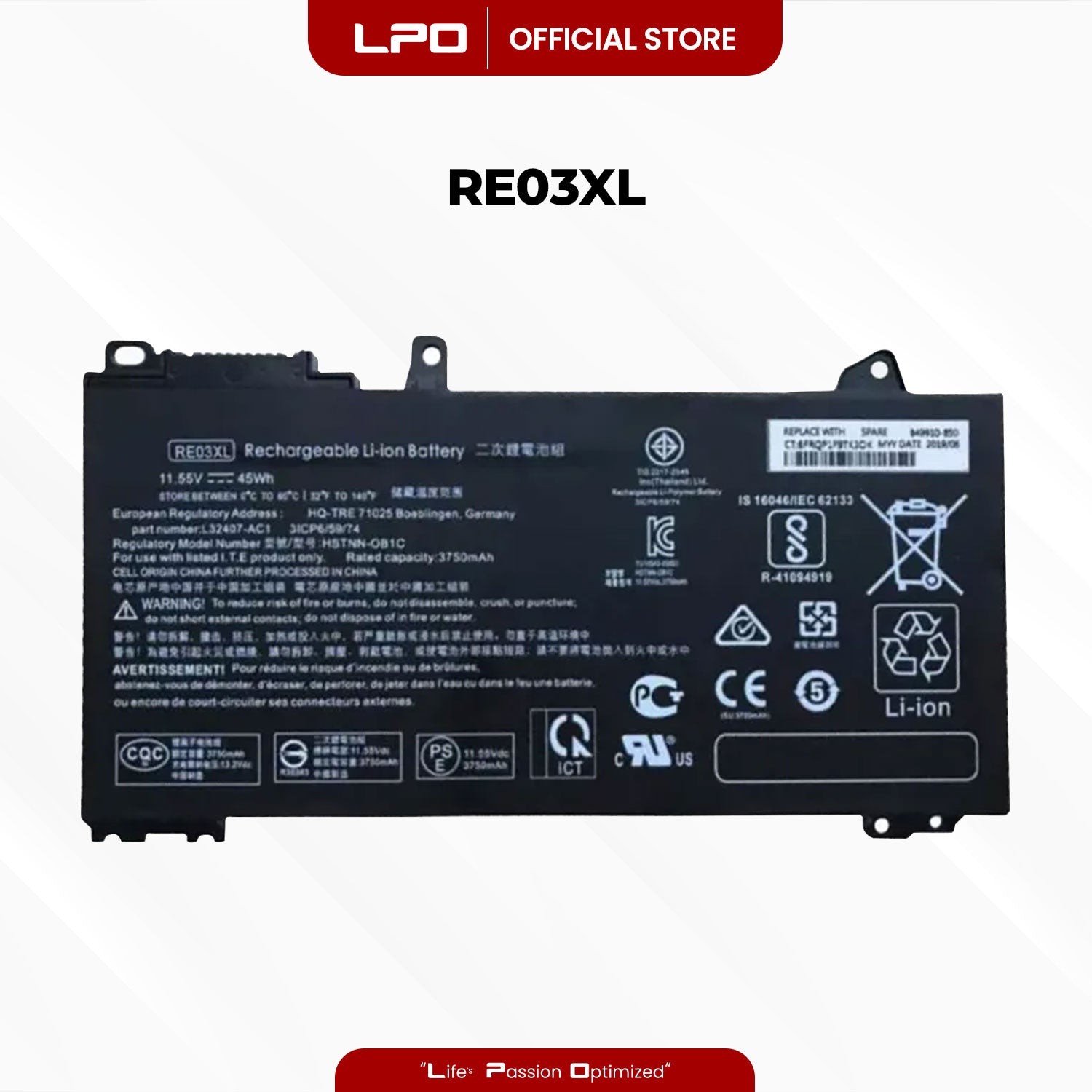 Laptop Battery RE03XL Compatible with HP ProBook 430 440 445 450 455R G6, ProBook 430