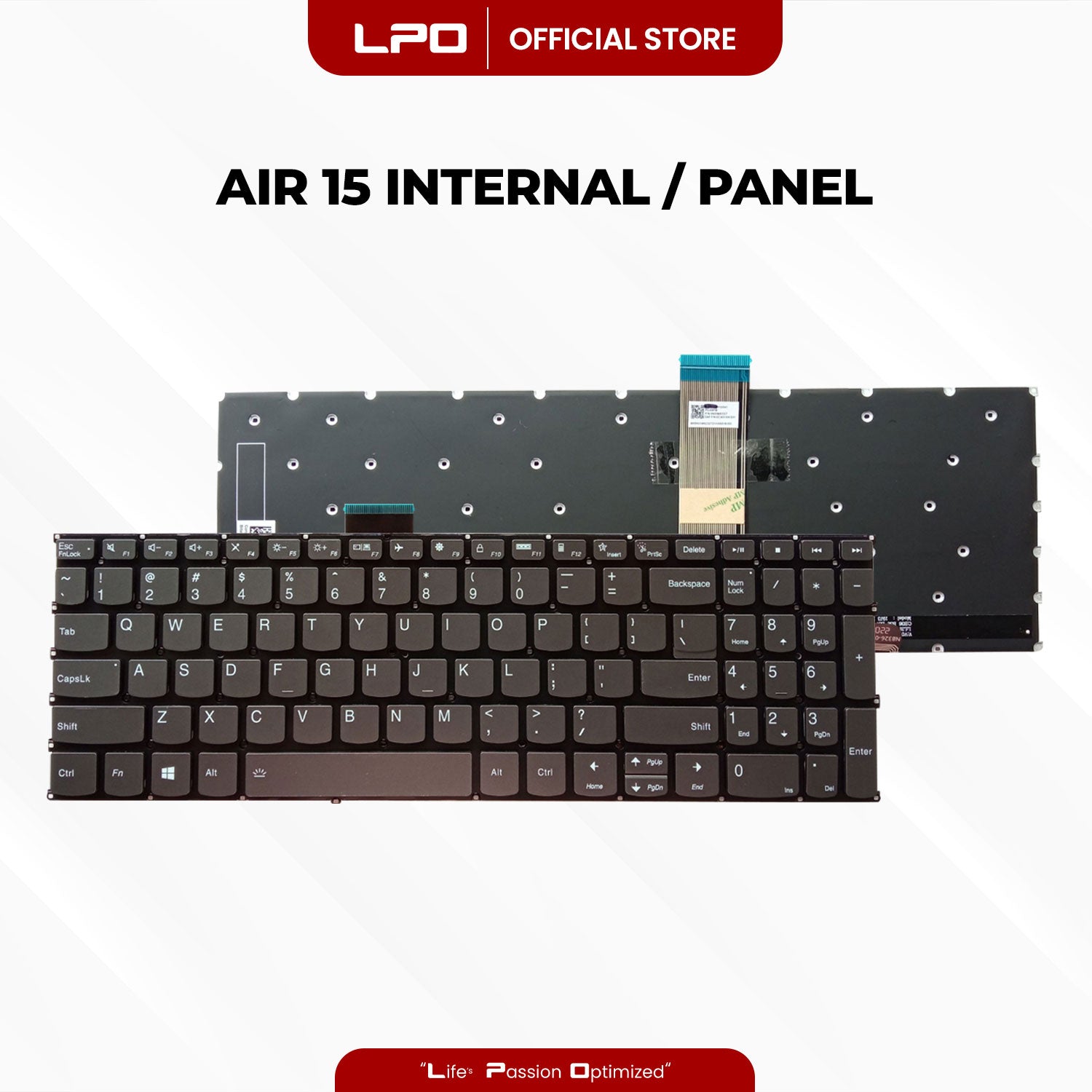 Laptop Keyboard LENOVO Air 15 Internal / Panel Black US Compatible with Lenovo Ideapad 3-15ABA7 3-15IAU7 3-17ABA7 3-17IAU7
