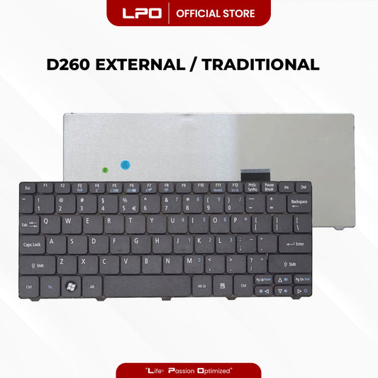 Laptop Keyboard ACER D260 External Type / Traditional Black UK Compatible with Acer Aspire One 521 522 533 D255 D255E D257 D260 D270