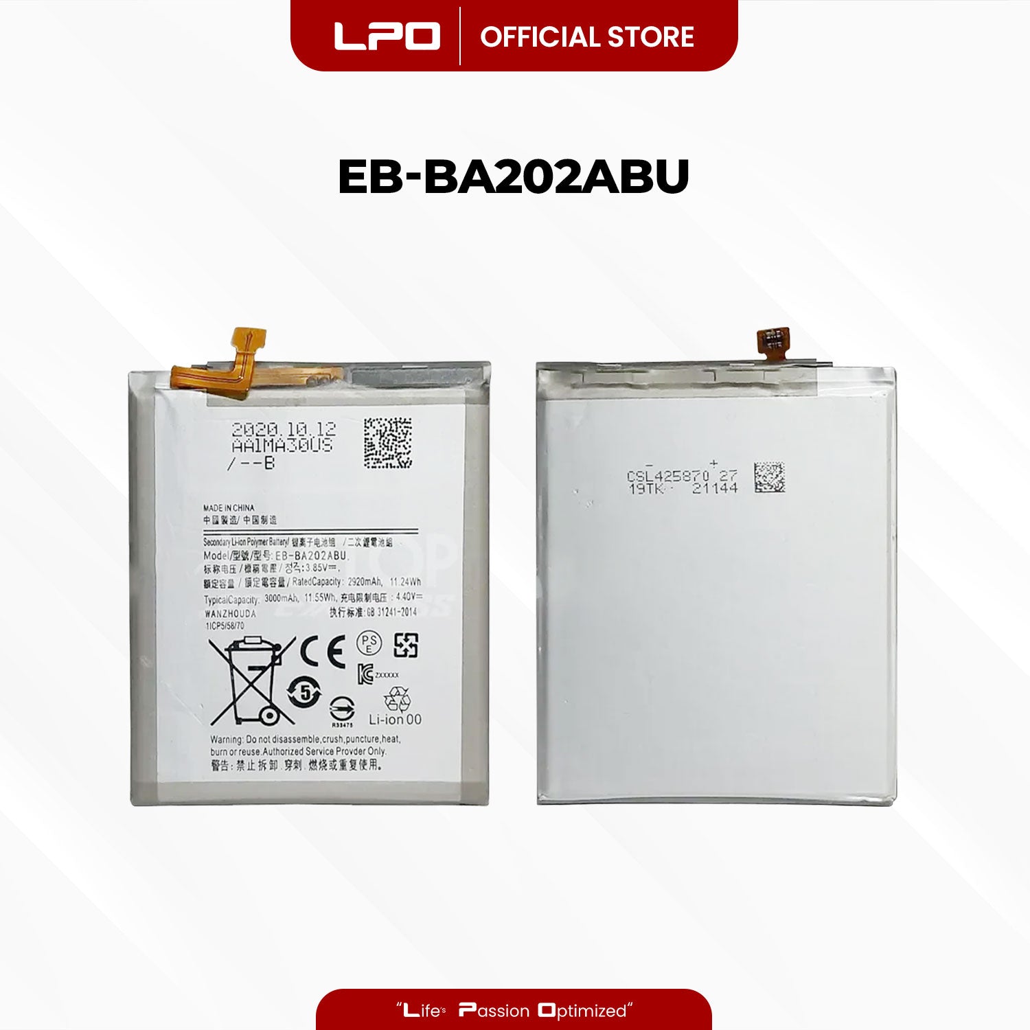 Cellphone Battery Samsung Galaxy A20 2019 EB-BA202ABU Compatible with Samsung Galaxy A10e, A20e