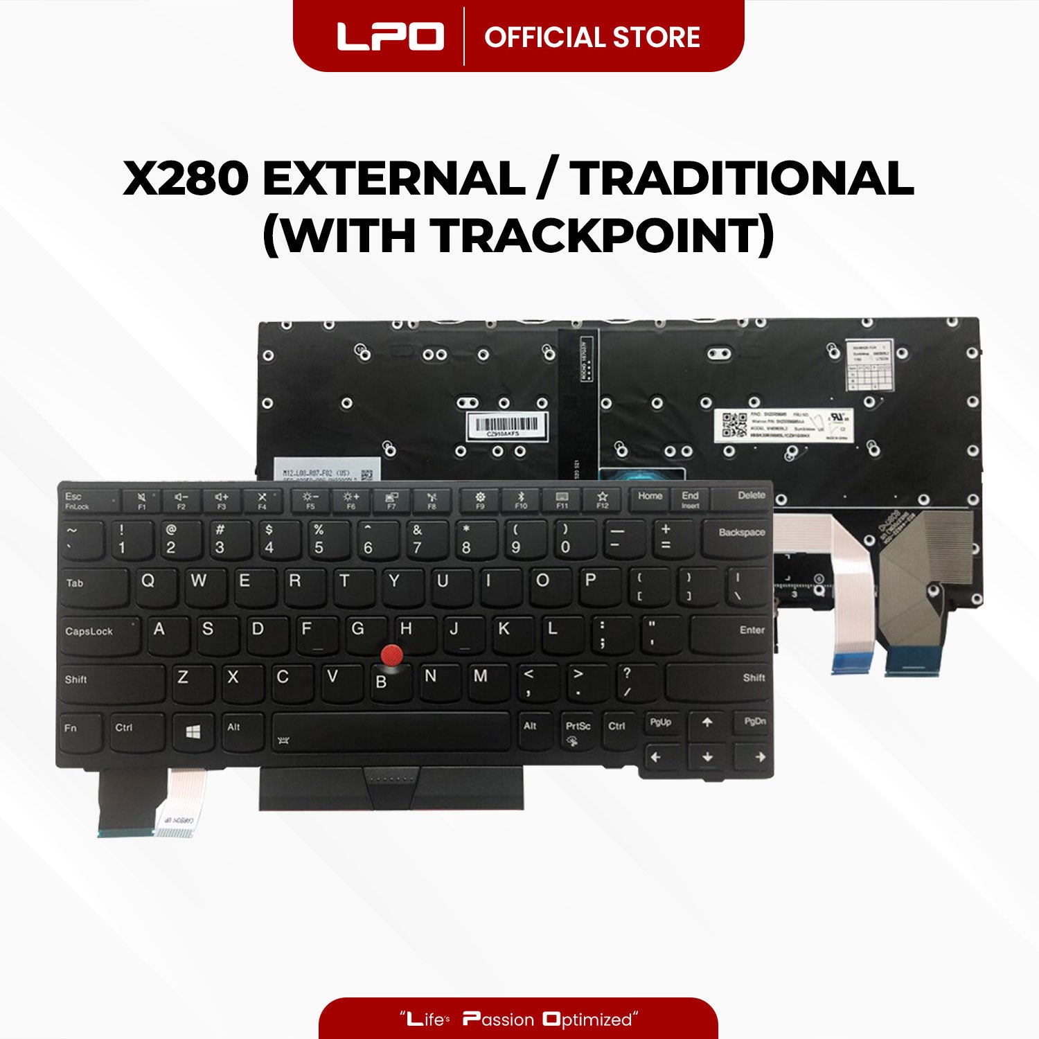 Laptop Keyboard LENOVO X280 (With Track Point) External / Traditional Black US Compatible with Lenovo Thinkpad A285