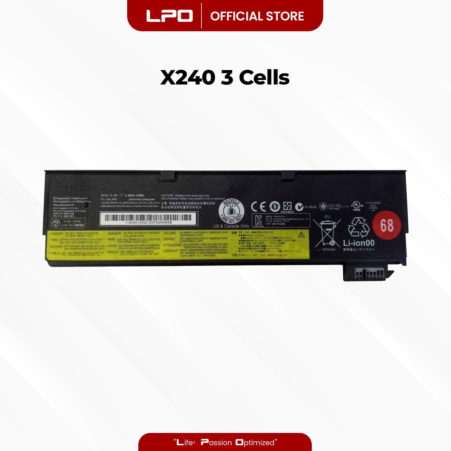 Laptop Battery X240 3 Cells Compatible with Lenovo ThinkPad T440 T440S X240 X240s S440