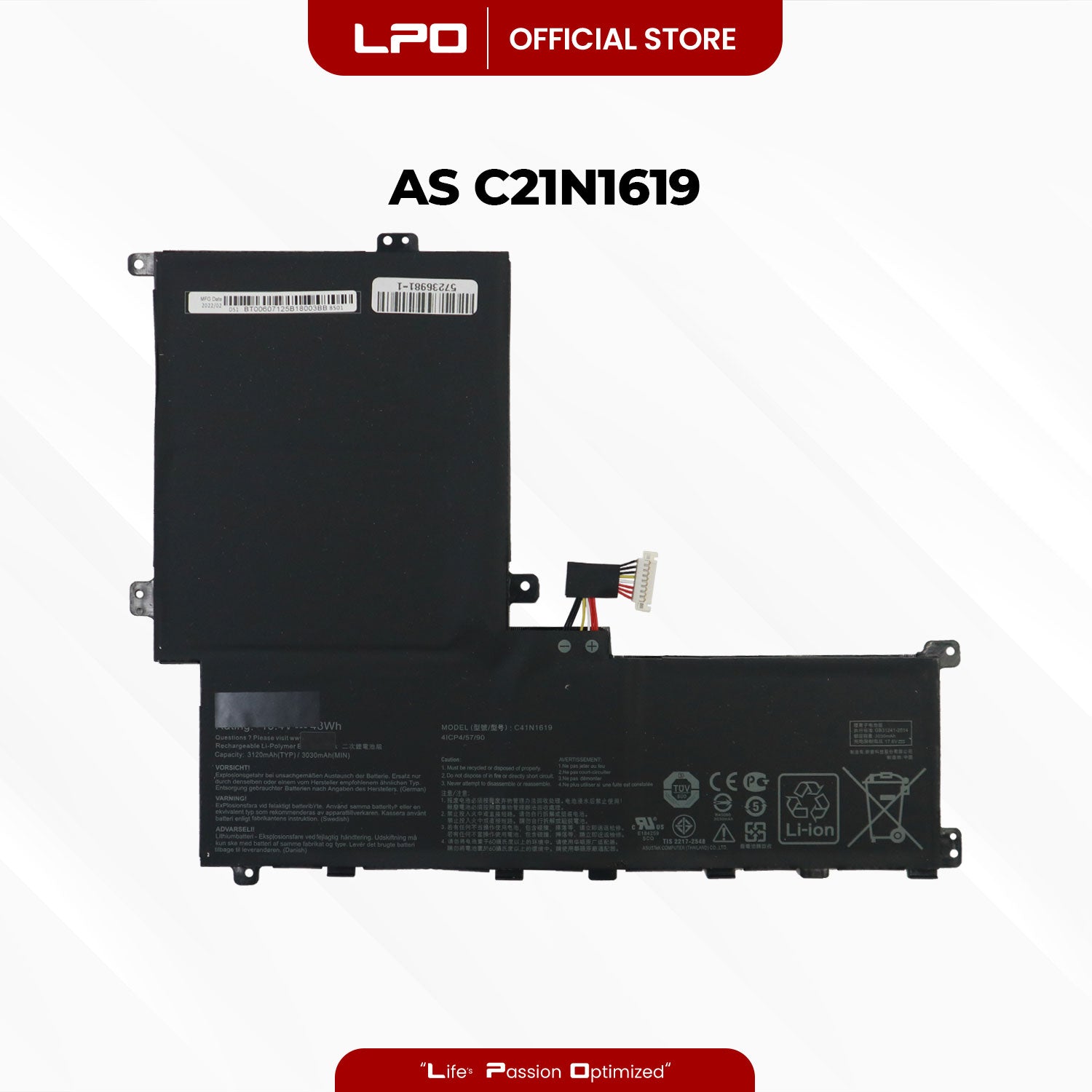Laptop Battery C41N1731 Type A (FLAT) Compatible with Asus Rog Strix Hero II G515GV, Asus Rog Strix Hero II G515GW,