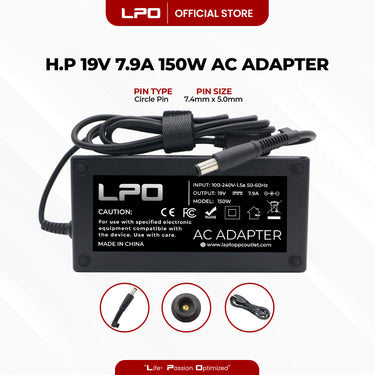 Laptop Charger HP 19V 7.9A 150W Circle Pin 7.4mm x 5.0mm Compatible with HP Compaq NX9110 6000 Pro E8400 All-in-one business PC
