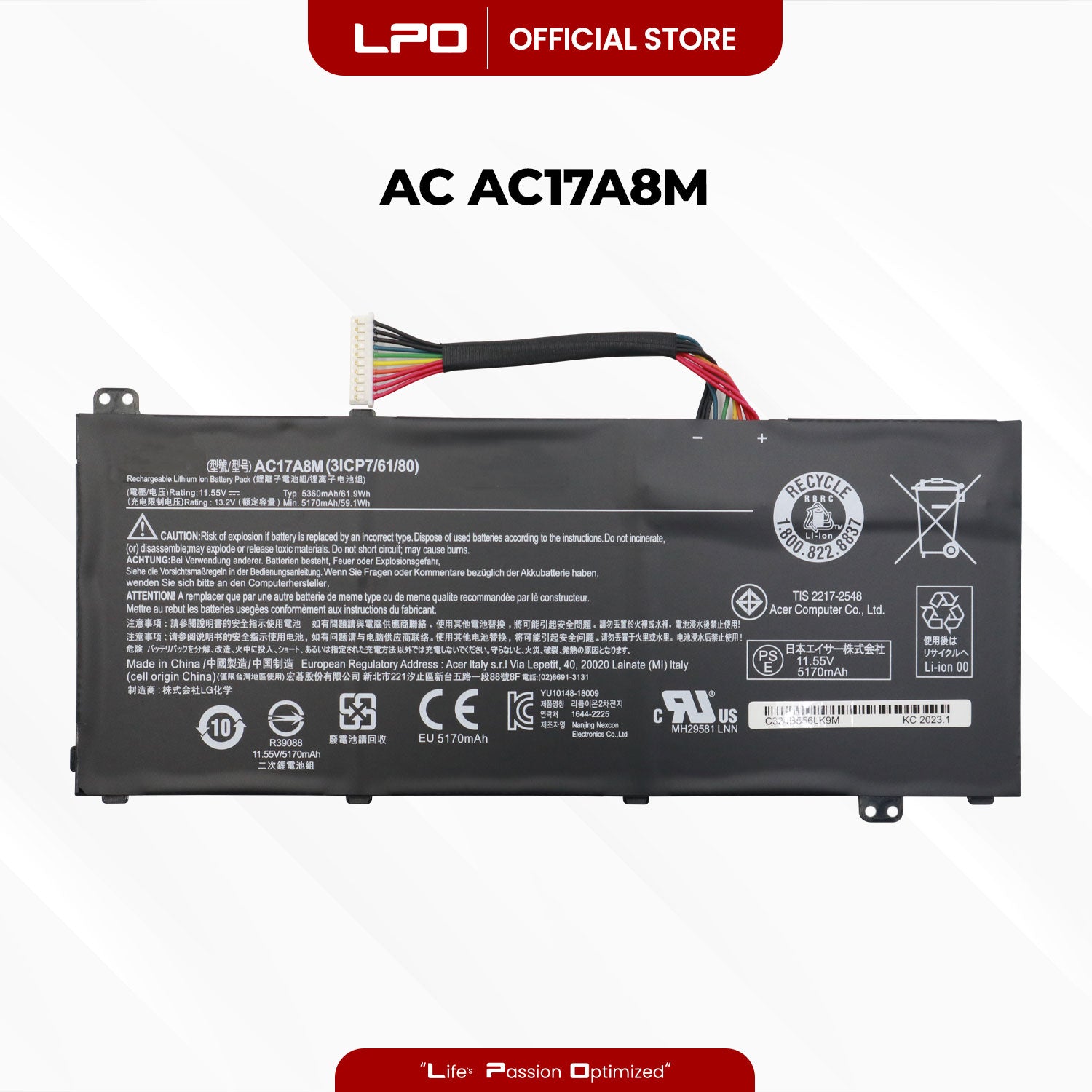 Laptop Battery AC17A8M	Acer Spin 3 SP314-52 TMX314-51-M MG TMX3310-M TMX3410-MG Series Notebook - LPO Laptop PC-Outlet