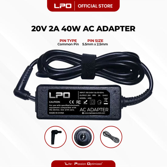 Laptop Charger Lenovo 20V 2A 40W Common Pin 5.5mm x 2.5mm Compatible with Lenovo IdeaPad S10 IdeaPad S9 Series