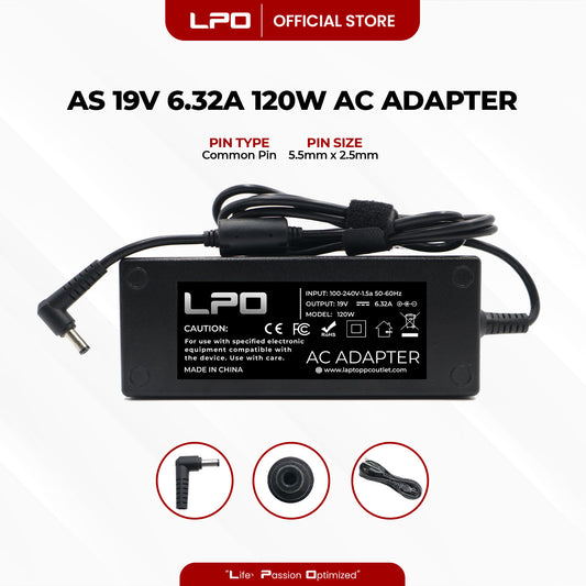 Laptop Charger Asus 19V 6.32A 120W Common Pin 5.5mm x 2.5mm Compatible with Asus N76VZ-V2G-T1054V
