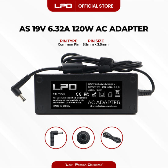 Laptop Charger Asus 19V 6.32A 120W Common Pin 5.5mm x 2.5mm Compatible with Asus N76VZ-V2G-T1054V