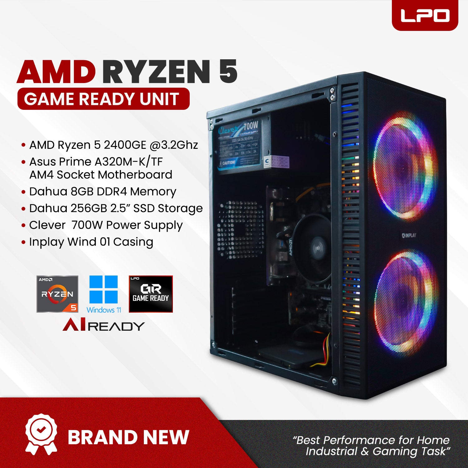 Brand New AMD RYZEN 5 2400GE Game Ready Unit