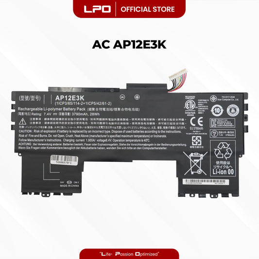 Laptop Battery AP12E3K Compatible with Acer Aspire S Ultrabook Series Aspire S7 191 Ultrabook Series - LPO Laptop PC-Outlet
