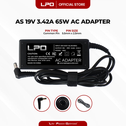 Laptop Charger Asus 19V 3.42A 65W Common Pin 5.5mm x 2.5mm Compatible with Asus X555