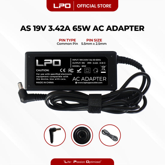 Laptop Charger Asus 19V 3.42A 65W Common Pin 5.5mm x 2.5mm Compatible with Asus X555