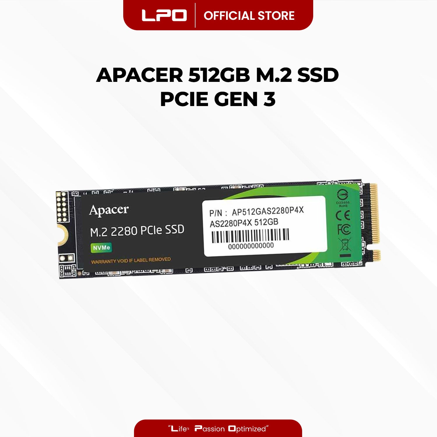 Apacer AS2280P4X 512GB PCIe Gen3 (AP512GAS2280P4X)