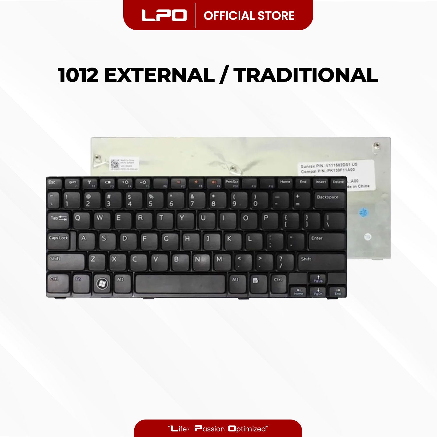 Laptop Keyboard DELL 1012 External / Traditional Black US Compatible with Dell Inspiron Mini 1012 1018 Series