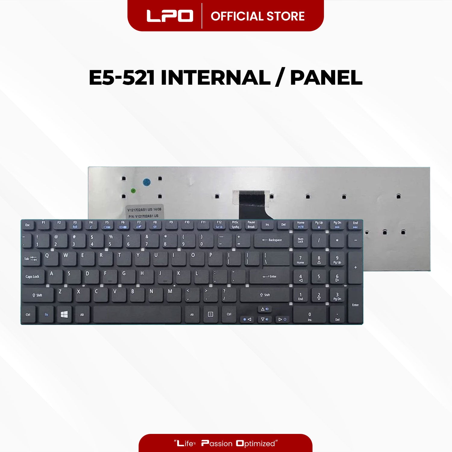 Laptop Keyboard ACER E5-521 Internal Type / Panel Black US Compatible with Acer Aspire E5-521 E5-521G