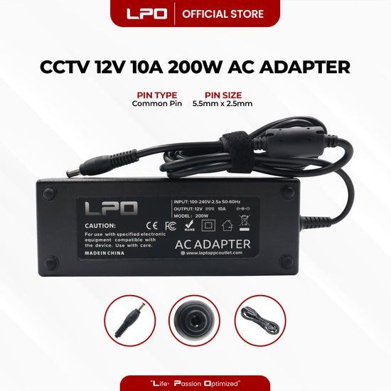 CCTV 12V 10A 120W Common Pin 5.5mm x 2.5mm  Compatible with  CCTV Camera, LED Monitor and other electronics equipment.