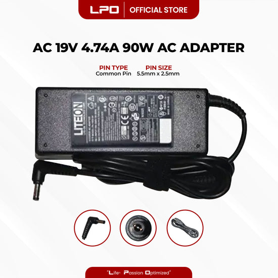 Laptop Charger Acer 19V 4.74A 90W	Common Pin 5.5mm x 2.5mm Compatible with Acer Aspire V3-571G-9686
