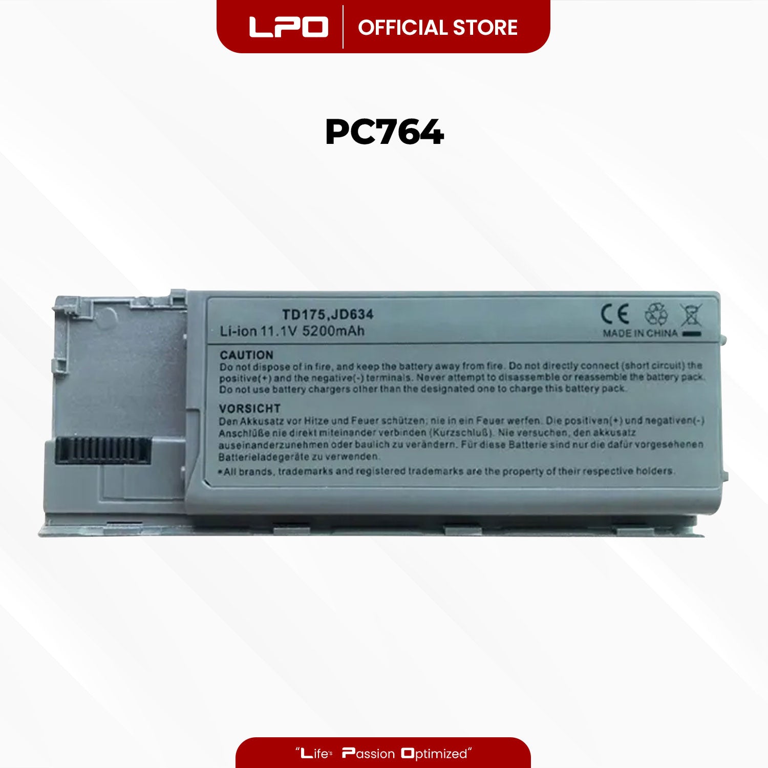 Laptop Battery PC764 Compatible with Dell Latitude D620 D630 D631 D640 PC764 TC030