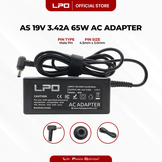 Laptop Charger Asus 19V 3.42A 65W Male Pin 4.5mm x 3.0mm Compatible with Asus ZenBook Flip UX560