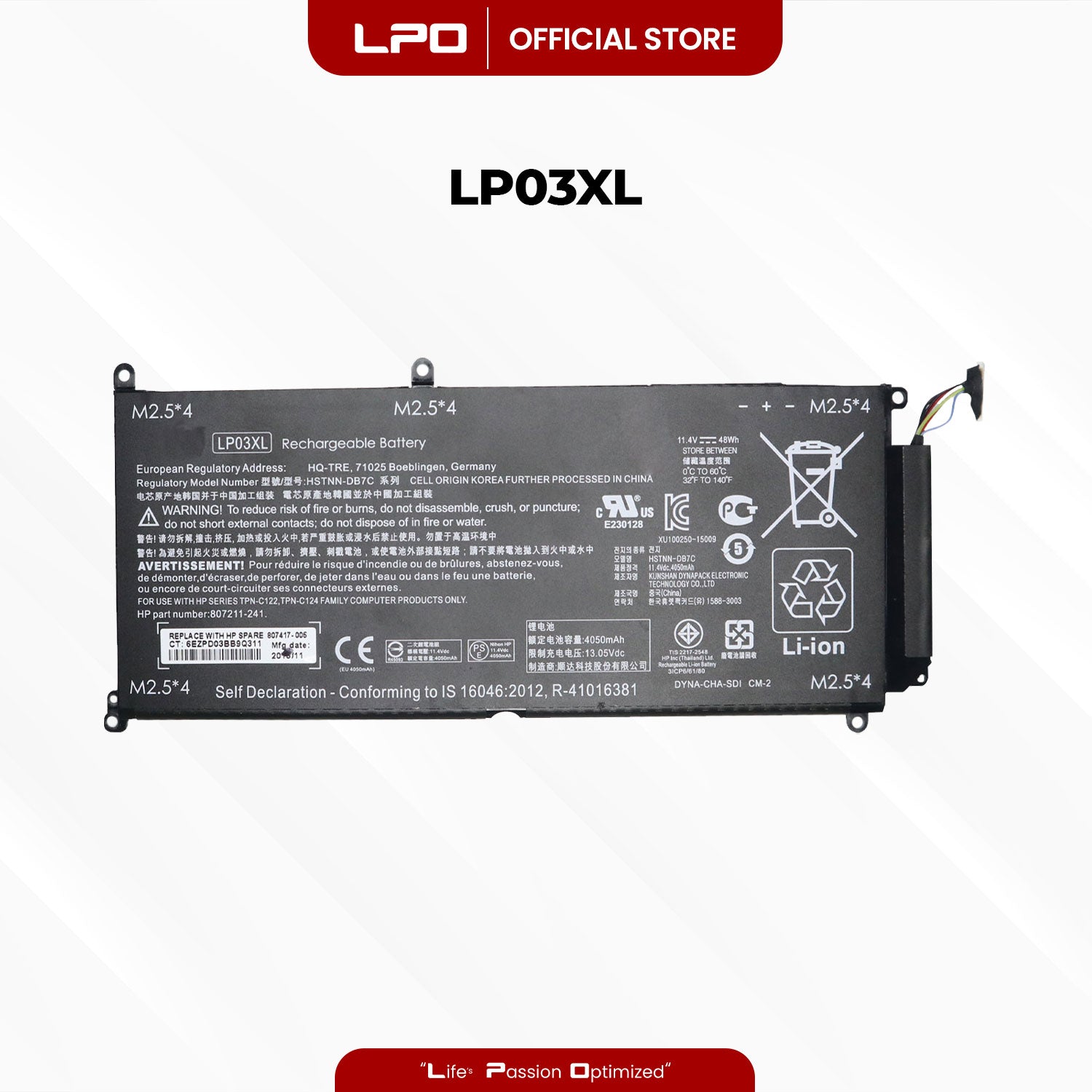 Laptop Battery LP03XL Compatible with HP Envy 15-ae015TX(N1V47PA), Envy 15-ae016TX(N1V48PA) Series