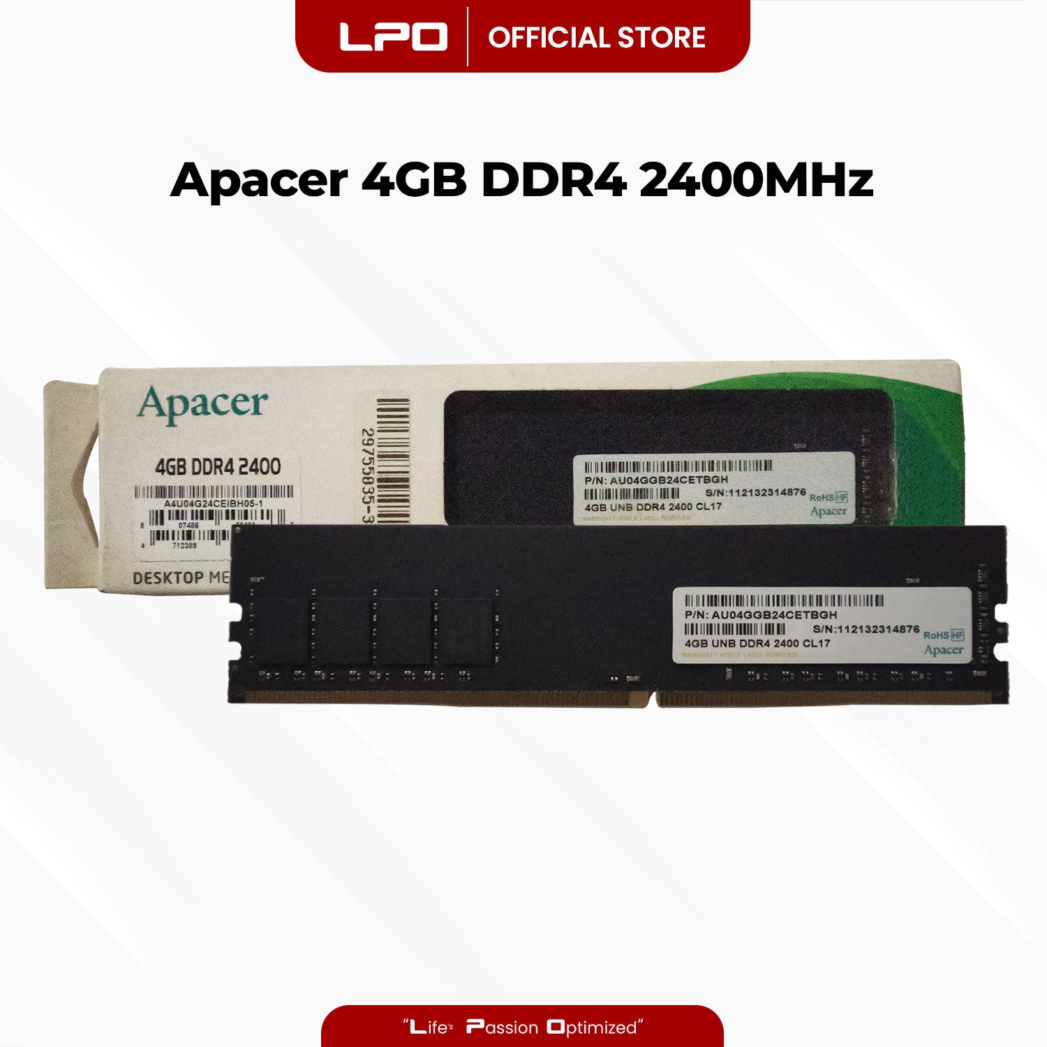 Apacer 4GB DDR4 2400MHz DIMM for Desktop RAM