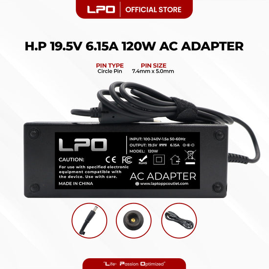 Laptop Charger HP 19.5V 6.15A 120W Circle Pin 7.4mm x 5.0mm Compatible with HP NX9420 Series