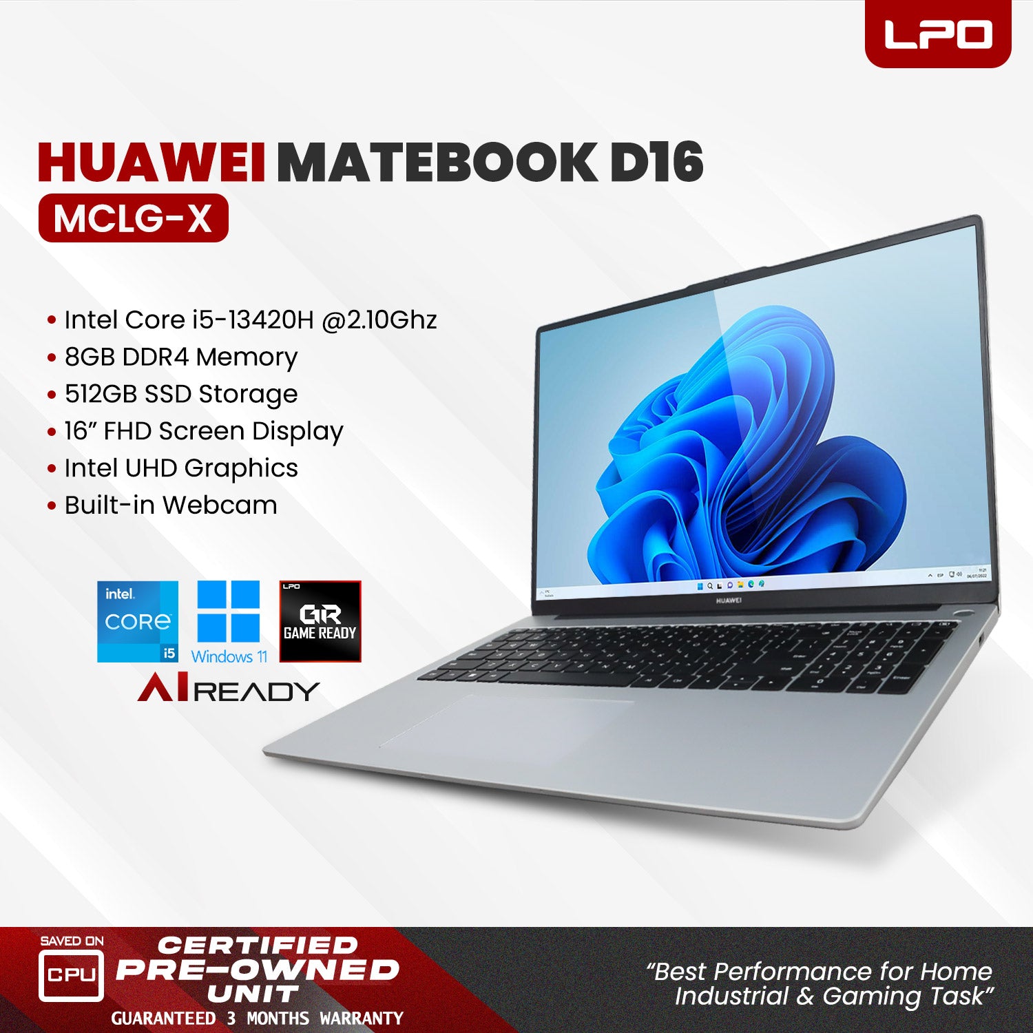 Pre owned Huawei MateBook D16 MCLG-X