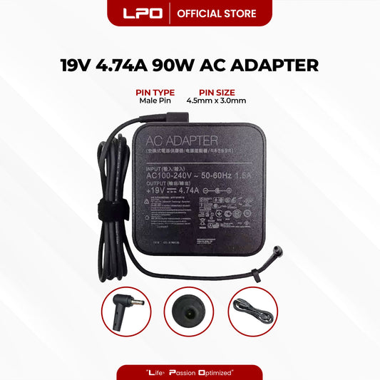 Laptop Charger Asus 19V 4.74A 90W Male Pin 4.5mm x 3.0mm Compatible with Asus Zenbook X560U UX480F x560UD