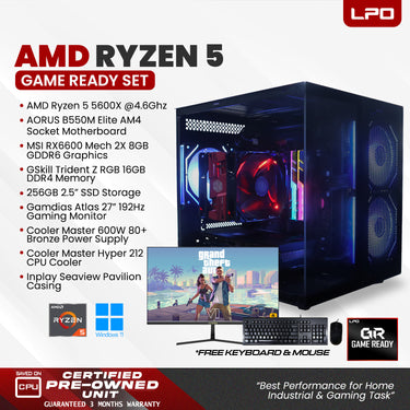 Gaming unit AMD Ryzen 5 5600X @ 4.6GHz AORUS B550M Elite AM4 socket 16GB G.Skill TridentZ RGB DDR4 TeamGroup GX2 256GB SSD 2.5