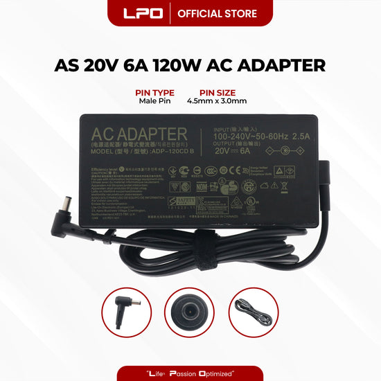 Laptop Charger Asus 20V 6A 120W	Male Pin 4.5mm x 3.0mm Compatible with Asus ZenBook Q546FD