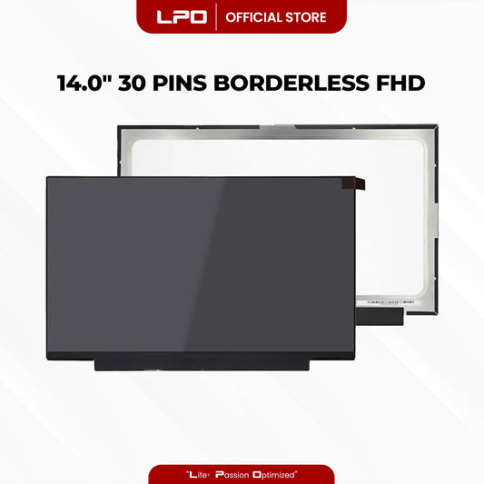 Laptop LCD Screen 14.0" 30 Pins (Long inverter) Thin Bezel Borderless FHD 1920 x 1080 60Hz Compatible with NV140FHM-N61 V8.0