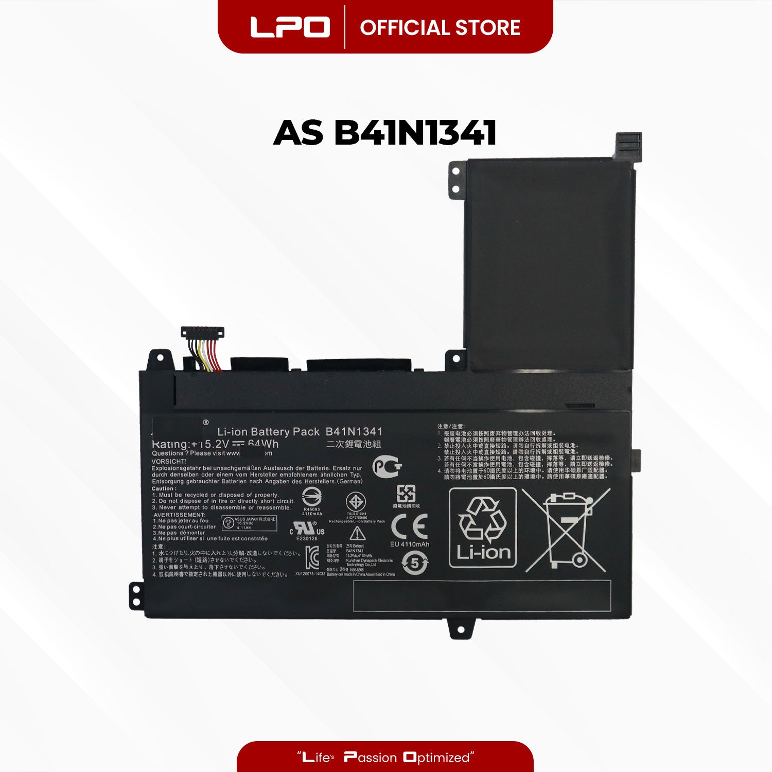 Laptop Battery B41N1341 Compatible with ASUS Q502 Q502LA Q502LA-BBI5T14 Q502LA-BBI5T12 Q502LA-BBI5T15 Series - LPO Laptop PC-Outlet