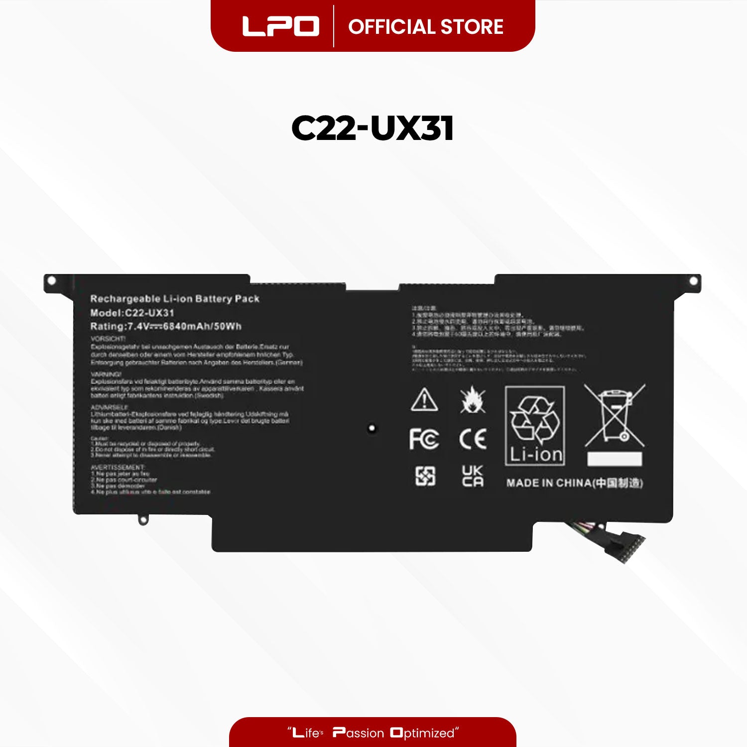Laptop Battery C22-UX31 Compatible with ASUS UX31 Series ASUS ZenBook UX31 Series ASUS ZenBook UX31A Series ASUS ZenBook UX31E Series ASUS UX31 Ultrabook Series ASUS UX31A Ultrabook Series ASUS UX31E Ultrabook Series