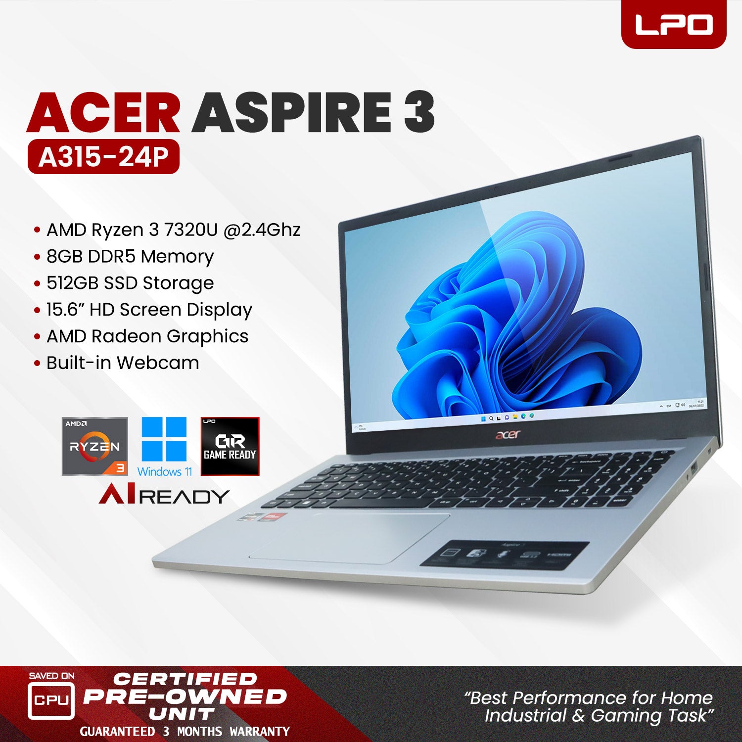 Pre owned Acer Aspire 3 A315-24P