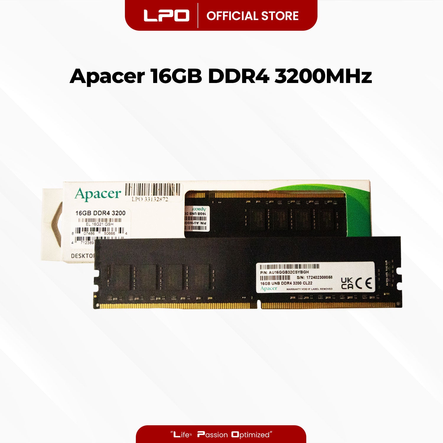 Apacer 16GB DDR4 3200Mhz DIMM for Desktop RAM