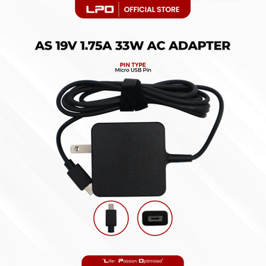 Laptop Charger Asus 19V 1.75A 33W Micro USB Type Compatible with Asus TP200S X205T