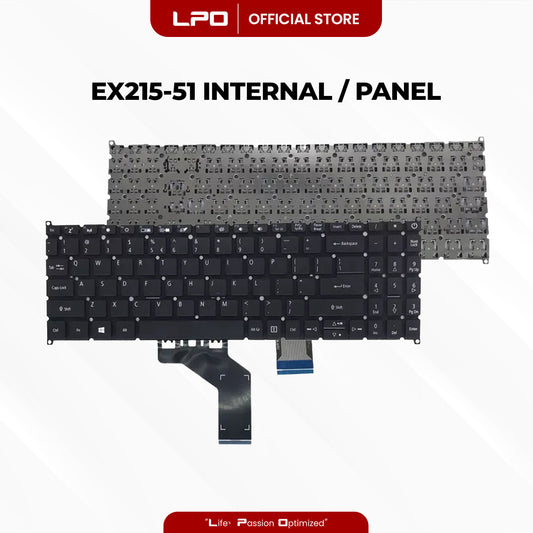 Laptop Keyboard ACER EX215-51 Internal Type / Panel Black US Compatible with Acer Extensa 15 EX215-51