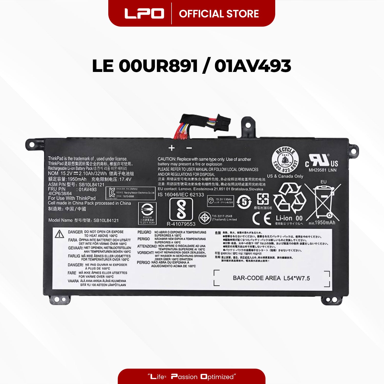 Laptop Battery 00UR891 / 01AV493 Compatible with Lenovo ThinkPad T570 T580 P51S P52S