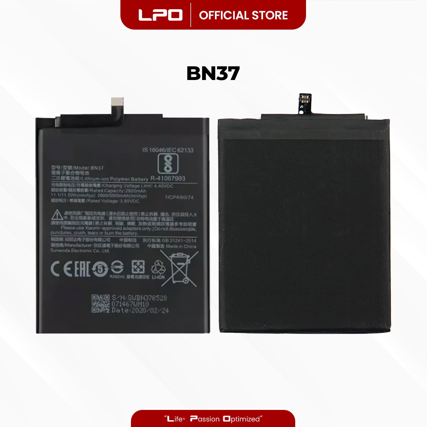 Cellphone Battery Xiaomi Redmi 6A 6 2018 BN37 Compatible with M1804C3CG, M1804C3CH, M1804C3CI - LPO Laptop PC-Outlet