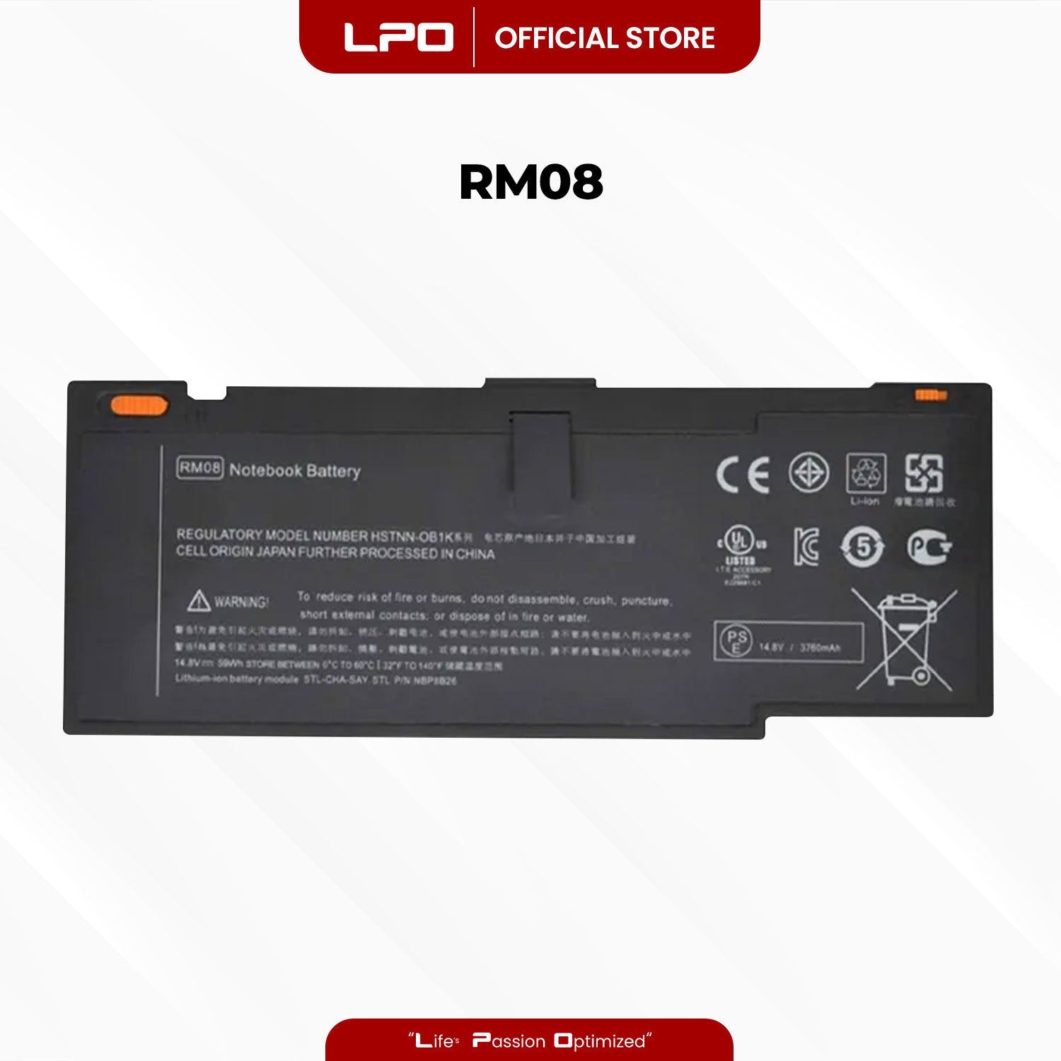 Laptop Battery RM08 Compatible with HP ENVY 14-1000XX, 14-1004TX, 14-1101EG, 14-1010NR