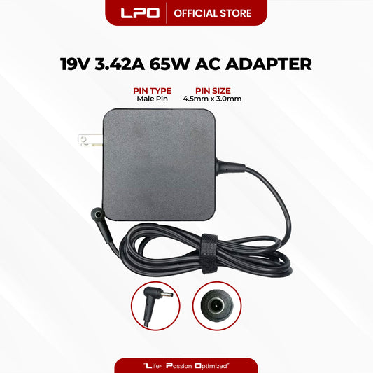 Laptop Charger Asus 19V 3.42A 65W Male Pin 4.5mm x 3.0mm Compatible with Asus PRO451 PU450C PU401L