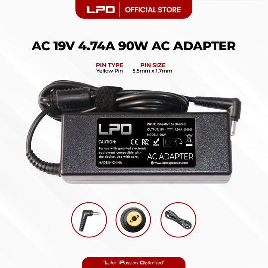 Laptop Charger Acer 19V 4.74A 90W Yellow Pin 5.5mm x 1.7mm Compatible with Acer Aspire 9420 9510