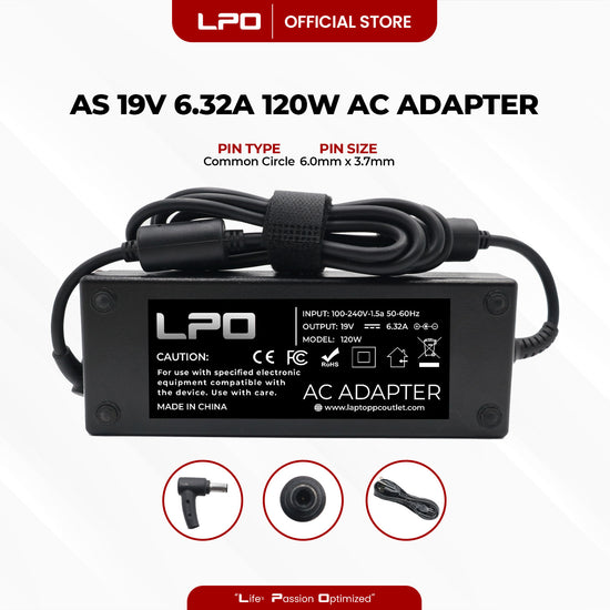 Laptop Charger Asus 19V 6.32A 120W Common Circle Pin 6.0mm x 3.7mm Compatible with Asus FX505GM