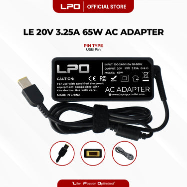 Laptop Charger Lenovo 20V 3.25A 65W USB Pin Lenovo IdeaPad Touch, IdeaPad Series, IdeaPad Flex , ThinkPad Edge , ThinkPad , IdeaPad Yoga , G400 G405s G400s, G500, G500s, G40, G505, G50, G505