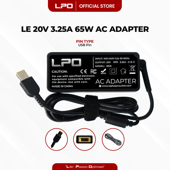 Laptop Charger Lenovo 20V 3.25A 65W USB Pin Lenovo IdeaPad Touch, IdeaPad Series, IdeaPad Flex , ThinkPad Edge , ThinkPad , IdeaPad Yoga , G400 G405s G400s, G500, G500s, G40, G505, G50, G505