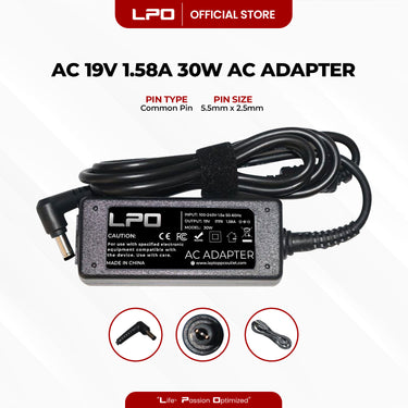 Laptop Charger Acer 19V 1.58A 30W Common Pin 5.5mm x 2.5mm Compatible with Acer Aspire One 11.6