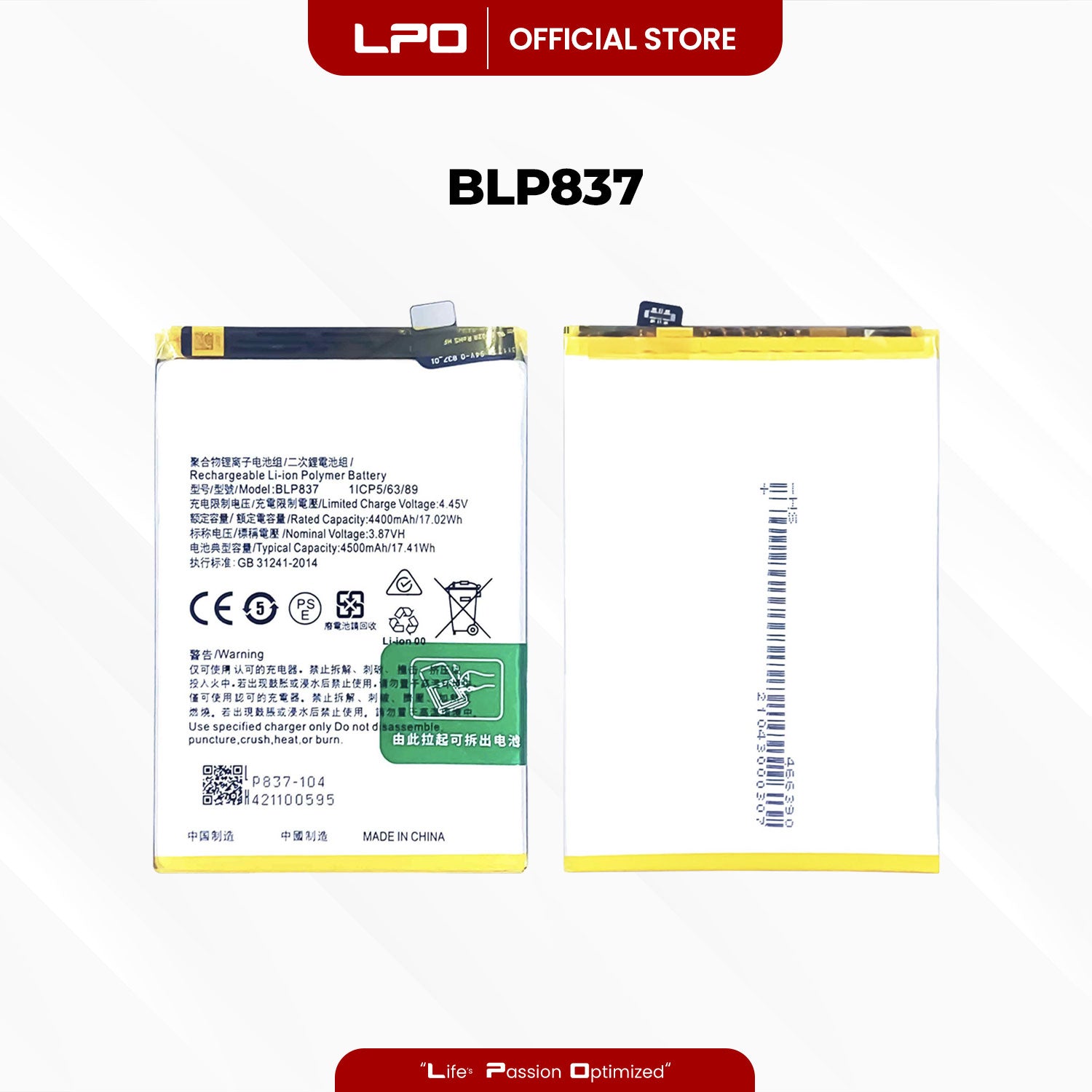 Cellphone Battery	Realme 8 Pro 2021 BLP837 Compatible with Realme 8 Pro 2021, Realme 9 Pro Plus 2022