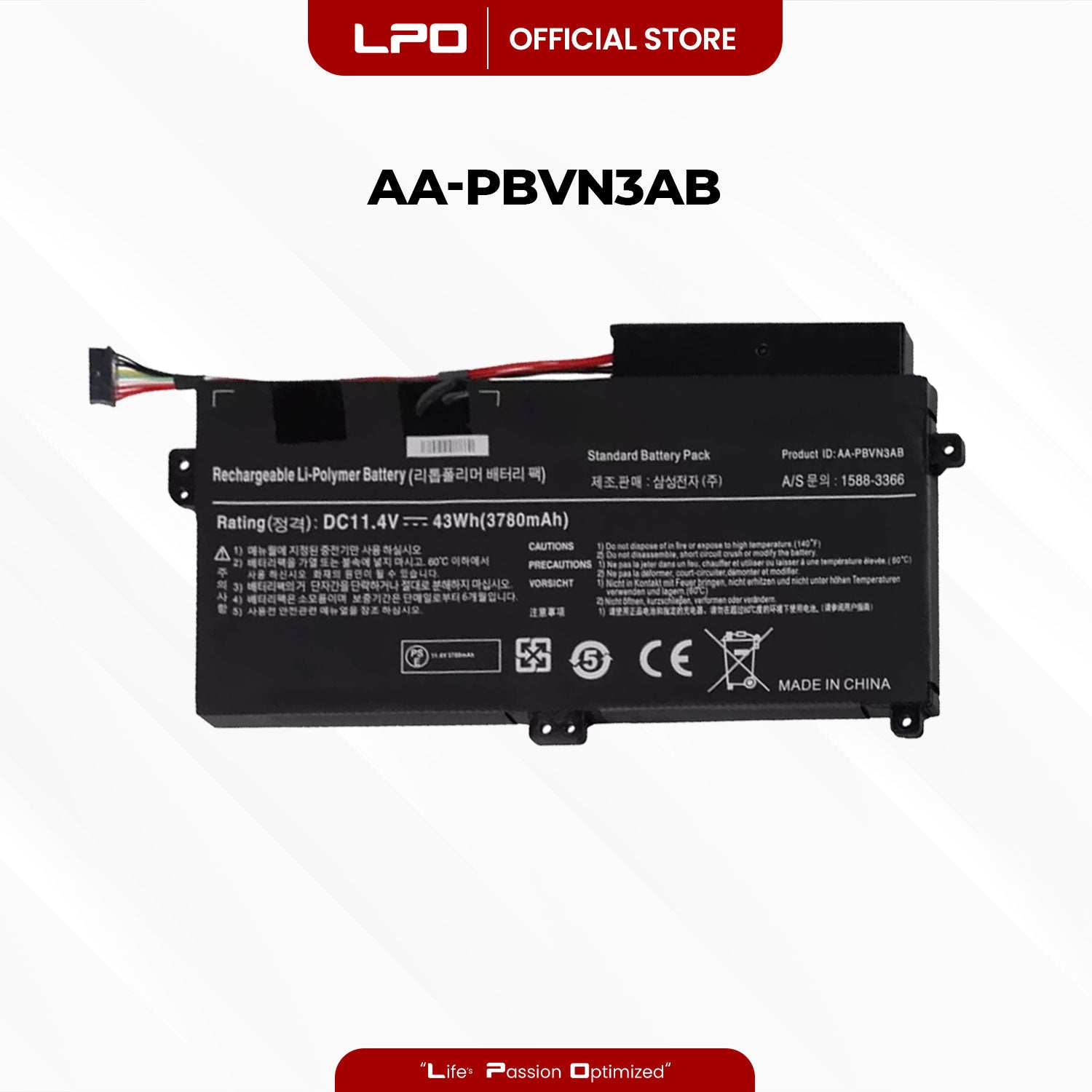 Laptop Battery AA-PBVN3AB Compatible with Samsung NP370R4E NP370R5E NP450R4E NP450R5E NP510R5E