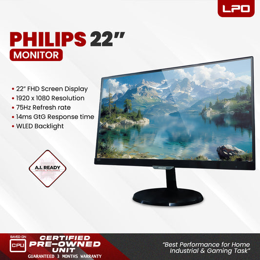 LPO Philips 22" 227E7 1920 x 1080 75hz IPS 14ms (GtG) 16.9 5ms SmartImage lite 16.7 M Display colors