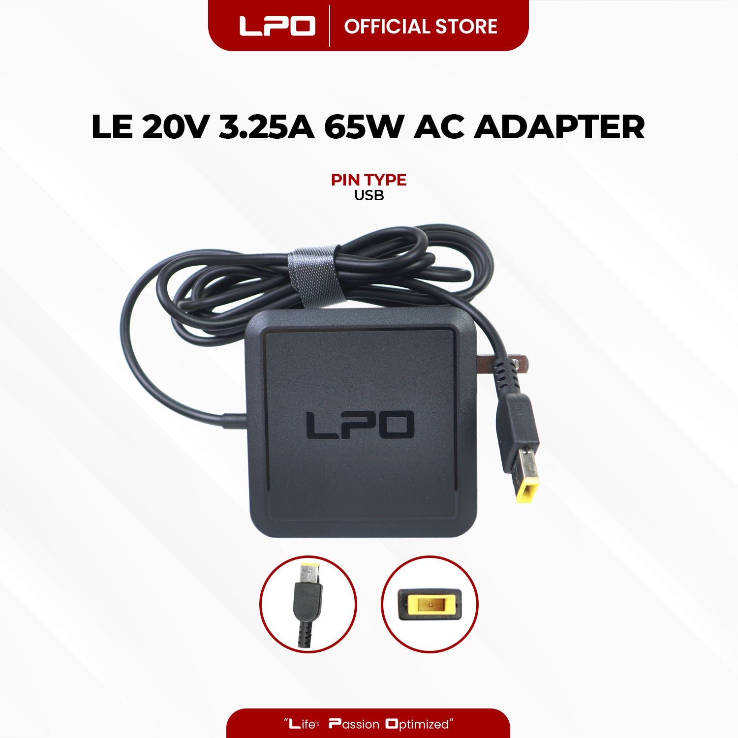 Laptop Charger Lenovo 20V 3.25A 65W USB Pin Compatible with Lenovo Thinkpad T430 T440 T440S T440P